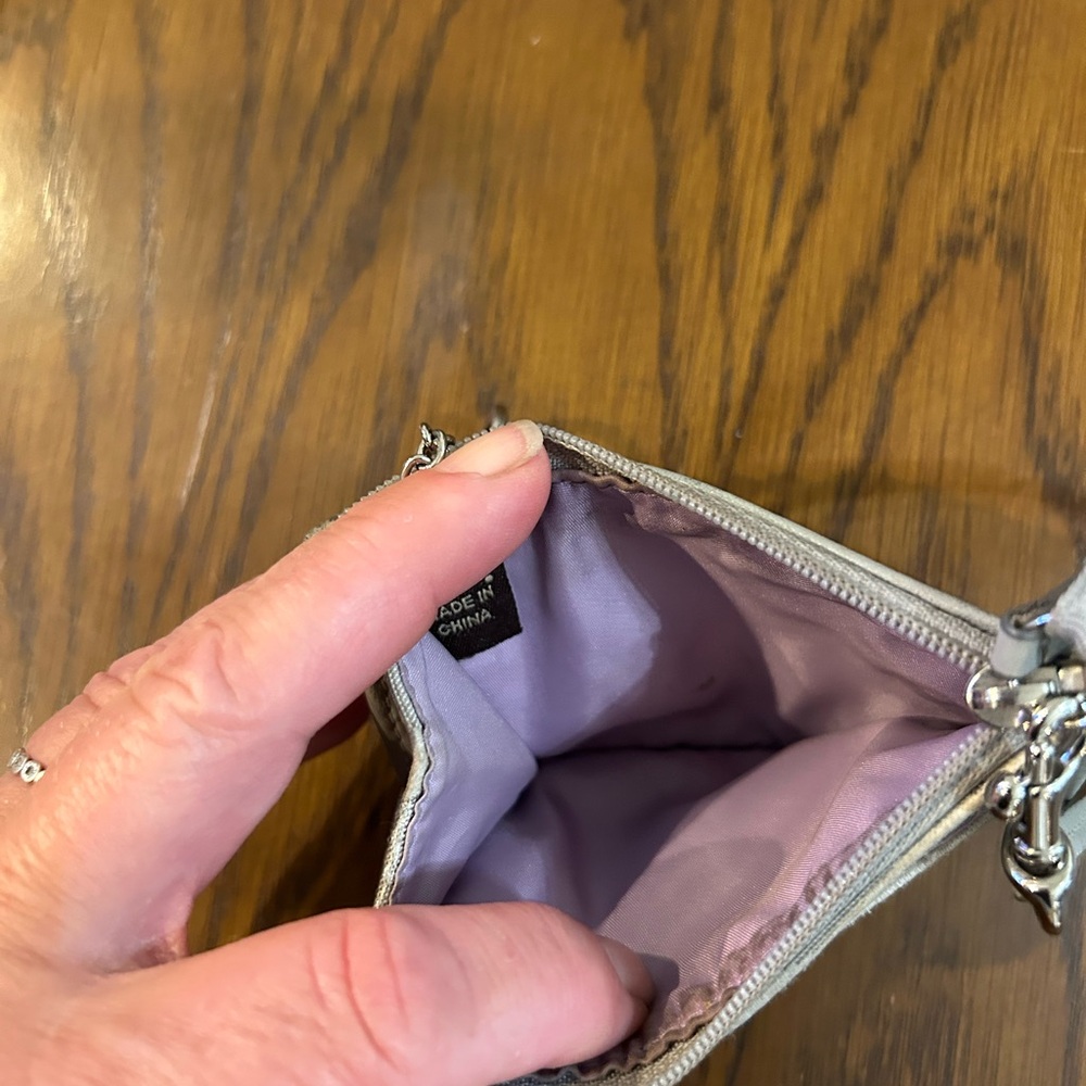 Coach gray and silver monogram ID wallet key coin purse - Picture 7 of 9